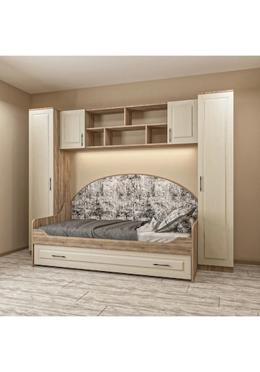Modern Sedirli Genç Odası Takımı Mdf Antrasit