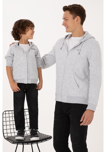 U.S. Polo Assn. Erkek Regular Fit Açık Gri Şardonlu Örme Hırka 50313755-VR001