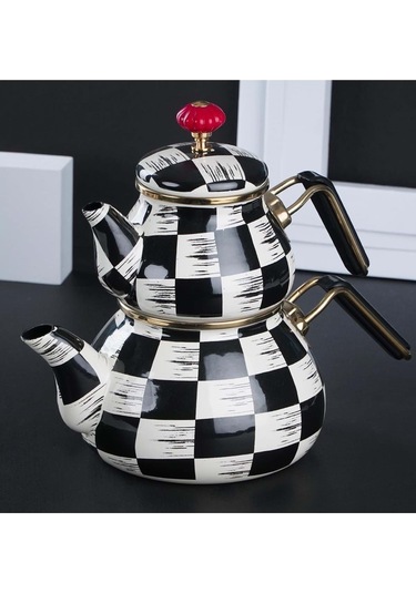 Acar Xap-22-0232 Qualıta-Kıng Tombul Emaye Çaydanlık Takımı