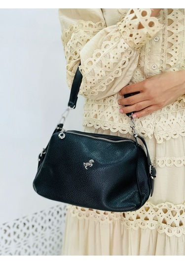 Miami Polo Clup Yumuşak Suni Deri Çapraz Askılı El Çanta Siyah