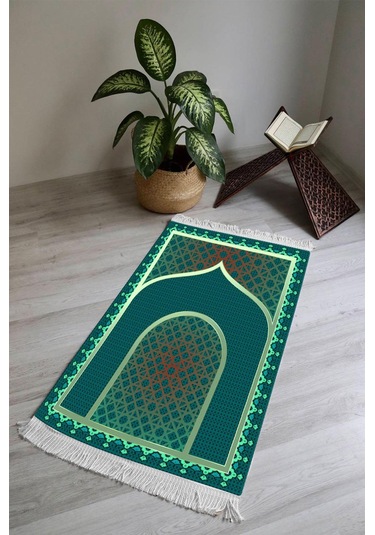 Dijital Baskı Kaymaz Tabanlı Yıkanabilir Püsküllü Seccade Scd0002 Renkli