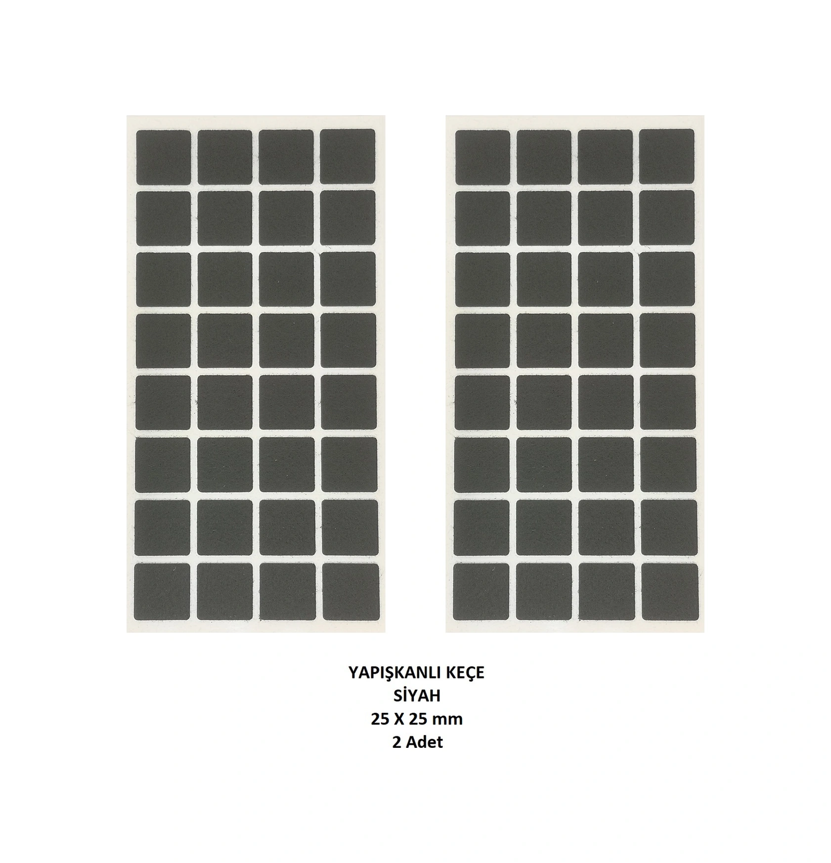 Zemin Koruyucu 25 X 25 Mm Siyah Keçe, Ses Ve Çizik Önleyici Siyah Mobilya Keçesi 2 Adet Siyah