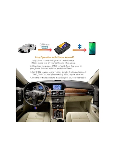 Onlinevitrin Elm327 Obd2 Kablosuz Bluetooth Araç Oto Arıza Tespit Cihazı