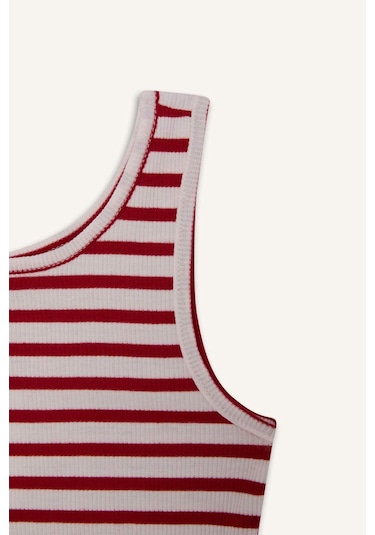 DeFacto Kız Çocuk Bisiklet Yaka Çizgili Atlet Z7814A625HSRD256 Kırmızı