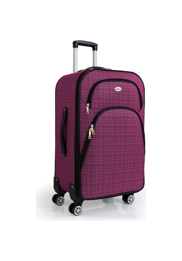 Gedox Büyük Ve Kabin Boy Valiz Seti 4 Teker Kumaş Valiz Mor 1081
