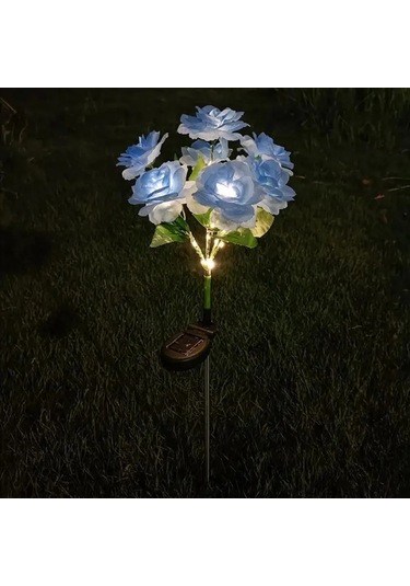 Hishopping 7 Başlı Renkli Led Güneş Gülü Bahçe Lambası, Veranda Ve Yol Aydınlatma Dekorasyon Işığımavi Mavi