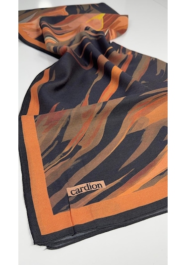 Cardion Pamuk İpek Şal - 70 X 180 - 06302 Siyah - Kiremit