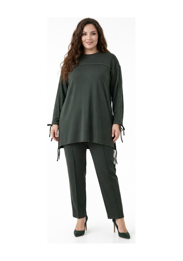 Baglan Kadın Taşlı Tunik Pantolon Takım Bgl-st05429 Yeşil