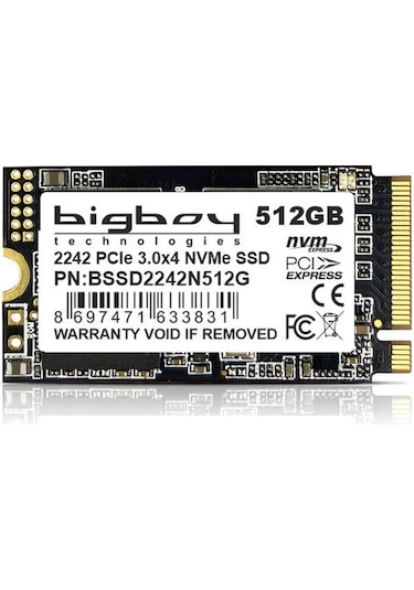 Bigboy BSSD2242N512G 512 GB 2500-1800Mb/s 22x42 PCIe M.2 NVMe SSD