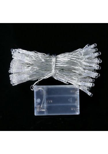 CajuArt Dekoratif 10 Metre Günışığı Sarı Renk Pilli Şeffaf İp Led Lamba