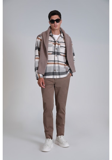 Lufian Gabrıel Spor Erkek Chino Pantolon Slim Fit Kahverengi Kahverengi 112190305100400 Kahverengi