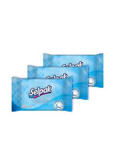 Selpak Klasik Islak Cep Mendili 3'Lü Paket 30'Lu