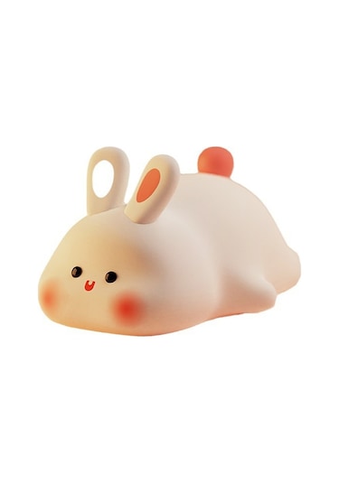 Büyük Yüz Tavşan Silikon Gece Lambası Pat Sensör Tavşan Lambası Bc-c20 Beyaz