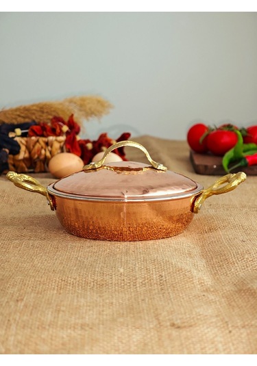 Modabakır Bakır Kapaklı Tava 16 Cm Model:5655555 Bakır