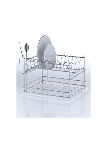 Geseus Home İki Katlı Modüler Tabaklık Bulaşıklık Krom Şeffaf Kb1 Şeffaf
