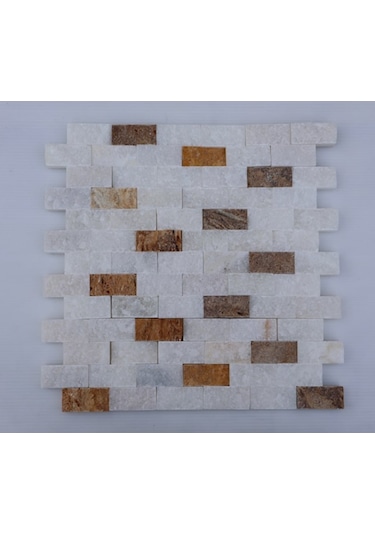 3 Mix Traverten Patlatma Mermer Tv Ünitesi Arkası Kaplama Taşı