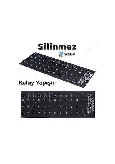Laptoplar Için Türkçe Q Klavye Sticker - Klavye Etiketi - Siyah