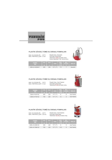 Venedik Pro Qsb-Jh-400Am-1- 400W 220V Sıfırdan Emişli Drenaj