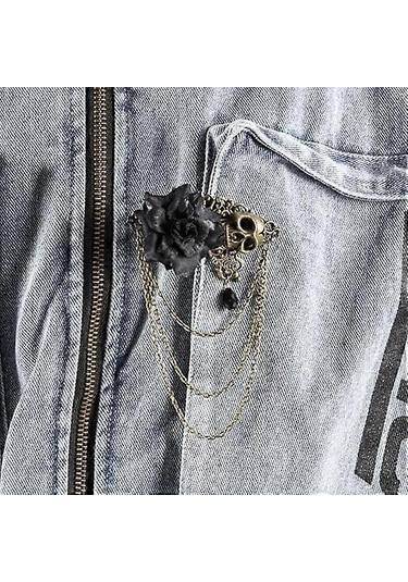 Vintage Kafatası Gül Püskül Zincir Broş Erkek Kadın, Punk Takım Elbise Kravat Yaka İğnesi, Gotik İğne, Yaka Zincir İğne Klipsi Erkek Arkadaş Hediyeleri Çok Renkli