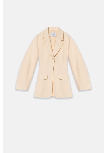 Thalure Kadın Krem Balon Kollu Blazer