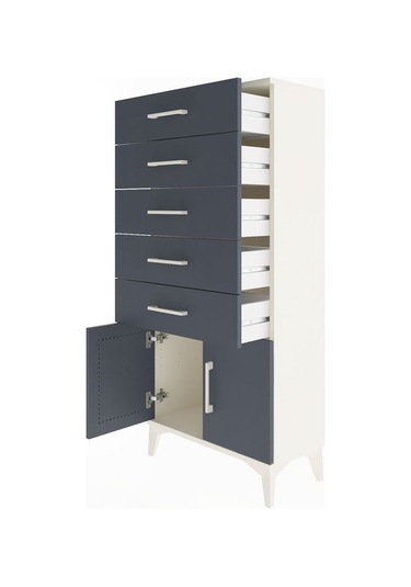 Arges Dolap 5 Raflı 2 Kapaklı 60x30x134 Aytaşı-antrasit Aytaşı