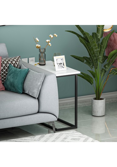 Narin Yan Sehpa, Metal Ayaklı Yan Sehpa, Ev-ofis - Beyaz/siyah Beyaz/siyah