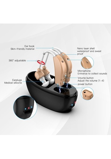 Jianan Wireless Headphones Sound Amplifier Skin Tone Dual Ears 01