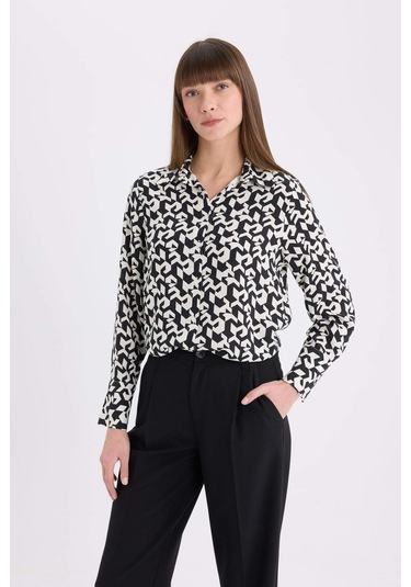 DeFacto Regular Fit Baskılı Uzun Kollu Gömlek I8266AZ25SPBK81