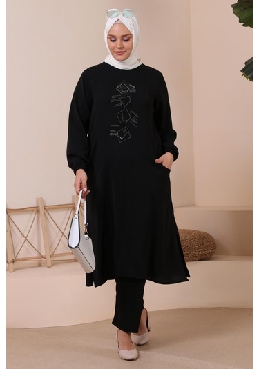 Kadin Buyuk Beden Alt-üst Takım Cepli Ve Taş İşlemeli 001