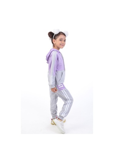 Toontoy Kız Çocuk Baskılı Eşofman Takım Lila