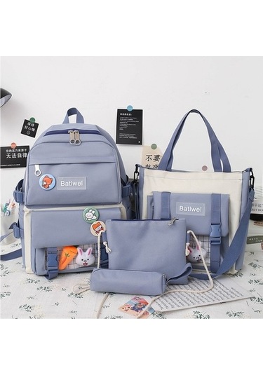 4 Parça Büyük Kapasiteli Sırt Çantası Seti Siyah 4etuee Diğer