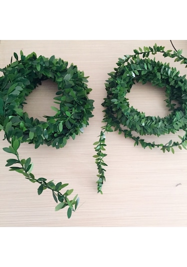 Tel Yaprak Şerit Yapay Taç Sarmaşık Süs 3mt 3mt Ledli Yeşil