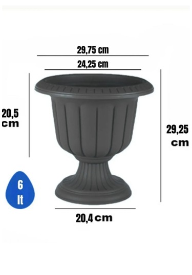 Nergis Dekoratif 6 Lt Antrasit Renk Ayaklı Saksı