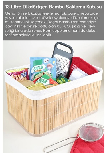 Bambu 4'lü Pinterest Stil Organizer Sepet 16572 Bambu