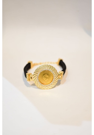 Yenigün Kuyumculuk 22 Ayar Çeyrek Altınlı Siyah Hasır Bileklik