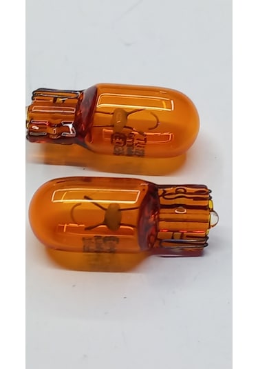 12V T10 5W Dipsiz Ampul Turuncu  Cam Solmaz Takım 2 Adet