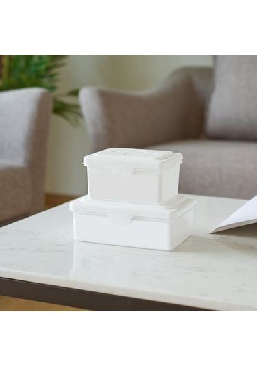 Kosona Beyaz Kapaklı Çekmeceli Depolama Kutusu - Islak Mendil, Makyaj Kuması, Maske Koruyucu - 13.2x11x7cm S Beyaz