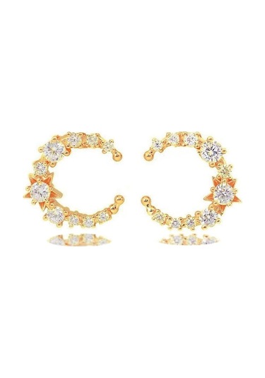 Masaliko Ay Gümüş Küpe Sb1912, 925 Ayar Gümüş Küpe, İthal Ürün, Altın Kaplama Altın