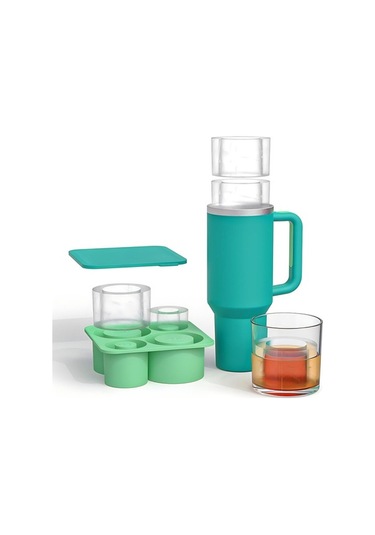 Novahub Yeni Stanley Silikon Buz Kalıbı - 4'lü Set, Fda Onaylı, -40 C'ye Dayanıklı Açık Yeşil Açık Yeşil