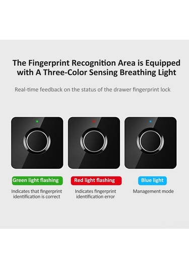 Createtech Akıllı Parmak İzi Çekmece Kilidi - 20 Parmak Kayıt, Hızlı Açılış, Çocuk Kilidi, Güvenli