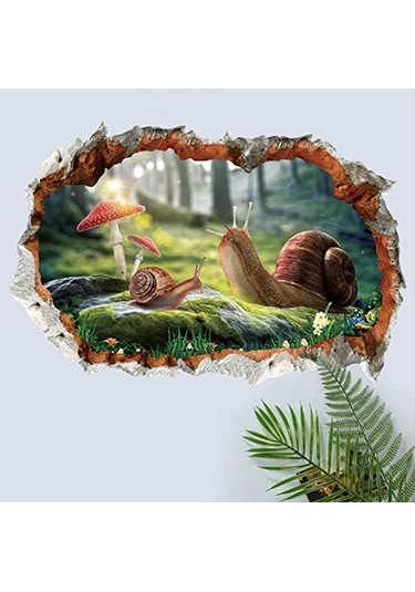 Kırık Duvar Salyangozu 3d Duvar Stickerı Duvar Çıkartması Duvar Kağıdı Poster Sanatçısı Ev Dekorasyonu Pvc Kendinden Yapışkanlı Çıkarılabilir 40 58 Cm Şeffaf