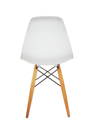 Seduna Beyaz Eames Sandalye | Natural Ahşap Ayaklı | 4 Adet-Beyaz