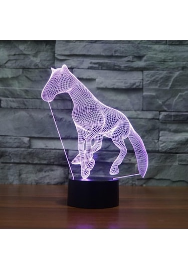 Szypzstore Çocuklar Için Gece Lambası 3d At Led Lamba Uzaktan Kumandalı 16 Renk Değiştirme Noel Doğum Günü Hediyesi Çocuk Için Ify6wv Siyah