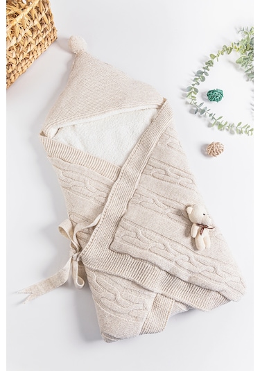 Ayıcık Figürlü Peluş Welsoft Kundak Bebek Battaniye Çok Renkli