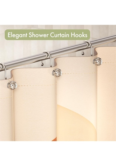 12 Adet Duş Perdesi Kancaları, Metal Dekoratif Duş Perdesi Kancaları Paslanmaz, Duş Perdesi Astarı İçin Nikel Duş Kancaları Gümüş