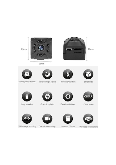 Vkemall Mini Bebek Monitörü Kamera Akıllı Kablosuz 1080p Yüksek