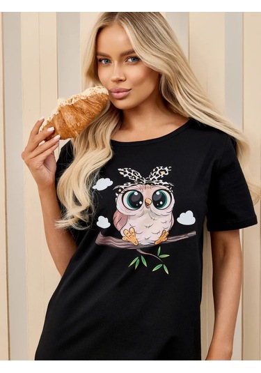 Deby Do Ev İçin Gece Elbisesi Tunik Tişö 373698373 Siyah