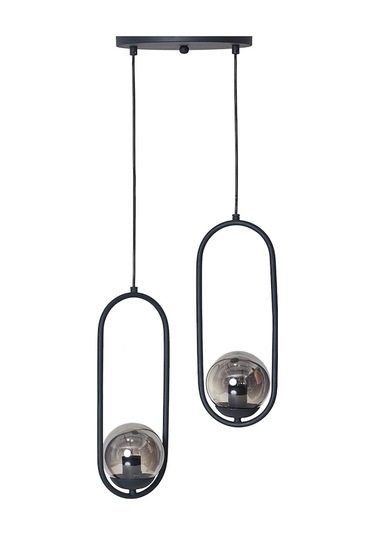 Luzarana Zenga 2 Li Antrasit Metal Gövde Füme Camlı Tasarım Lüx Avize Çok Renkli