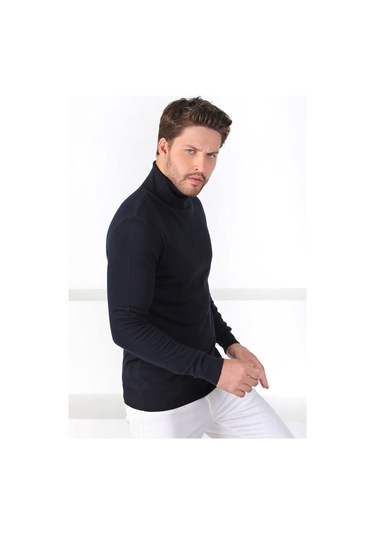 Ferraro Lacivert Balıkçı Yaka Pamuk Kazak Lacivert