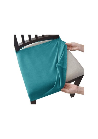 Tavuskuşu Mavisi Kadife Sandalye Koltuk Kapakları Çıkarılabilir Yıkanabilir Anti-toz Streç Spandex Yemek Odası Döşemeli Sandalye Koltuk Slipcovers